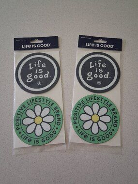 Life is Good Two Sets of 2-Count Round 4" Magnets